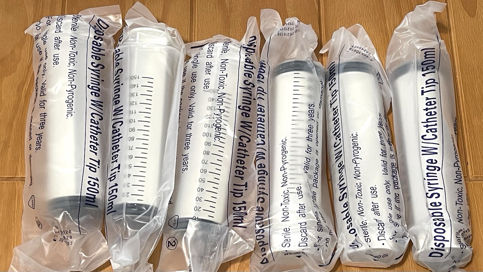 Lot of 6 Disposable Syringes w/ Catheter Tip 150ml