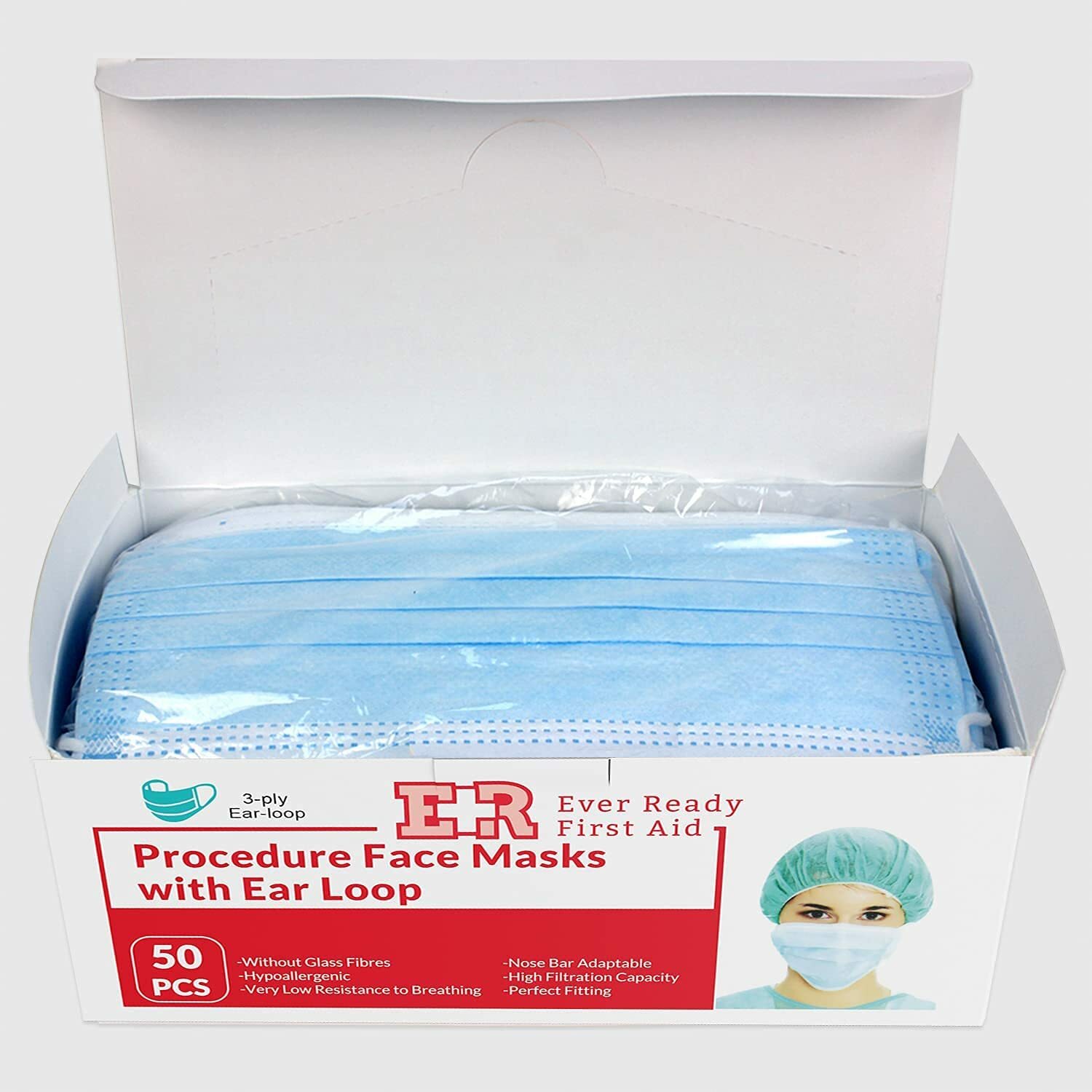 50 Face Mask Mouth Cover Surgical Dental Disposable 3-PLY Ear loop