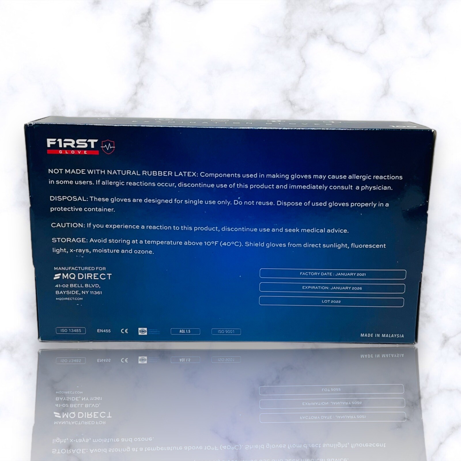 First Glove Blue Nitrile Examination Gloves 3 Mil, Latex Free | Large | 1000