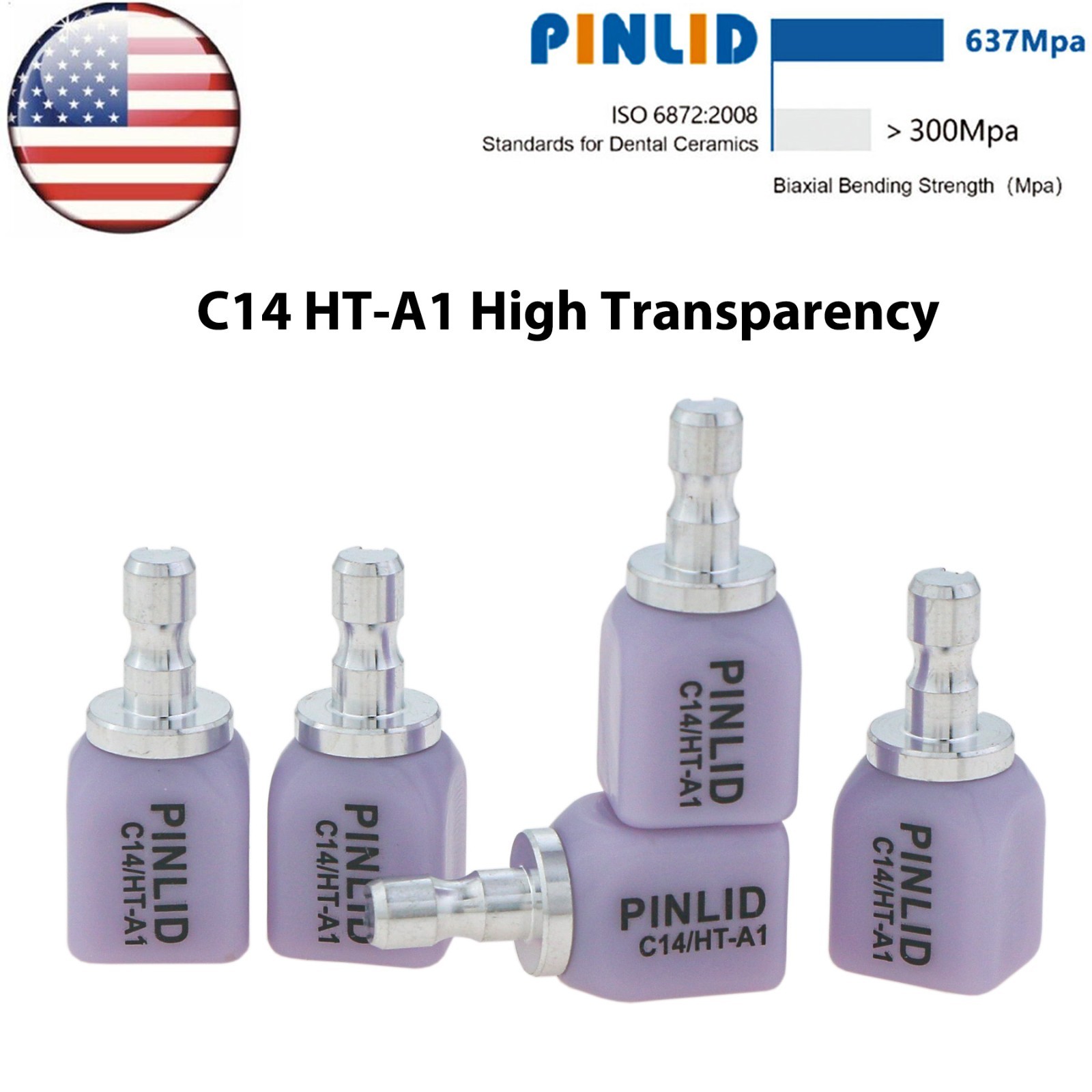 US C14 Emax Glass Ceramic Blocks HT LT Lithium Disilicate CAD/CAM Cerec 5Pcs/Box