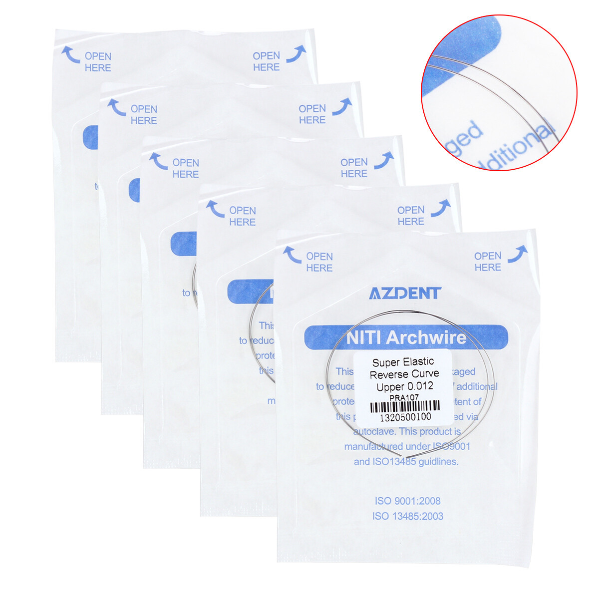 2pc/kit Dental Arcos de Ortodoncia NITI Alambre de Arco de Curva Inversa AZDENT