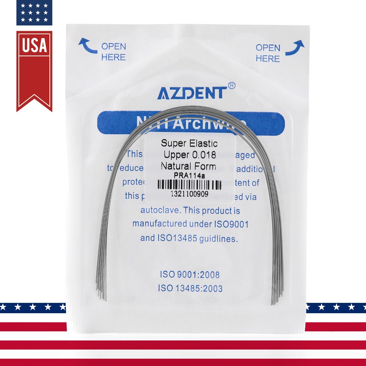 10pcs AZDENT Dental Orthodontic Elastic Niti Round Arch Wires Natural Form Round