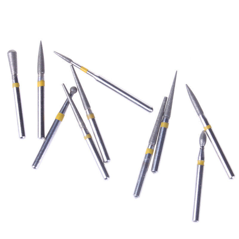 1 Box Dental Diamond FG Burs Drill Kit Creamics/Composite Polishing 10 Pcs/Box