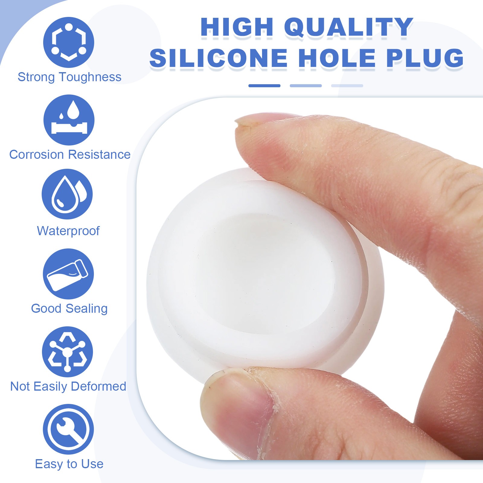 15 Pcs t Shaped Silicone Stopper, Dia 28 Mm/1.1″ Rubber Plugs, White