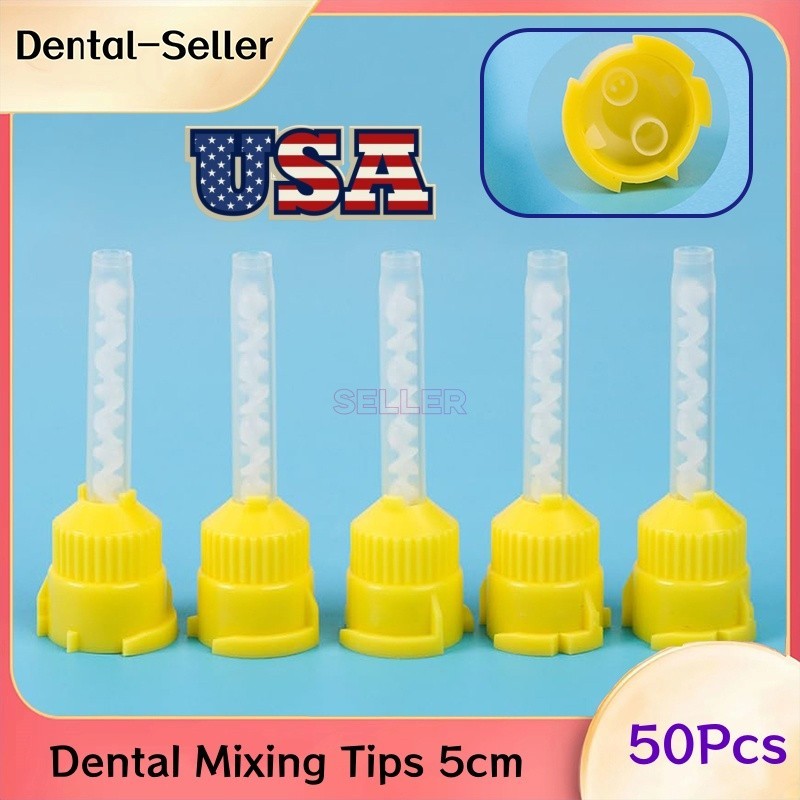 50 Pcs Dental Impression Intraoral Mixing Tips Short 5CM Yellow 1:1 USA