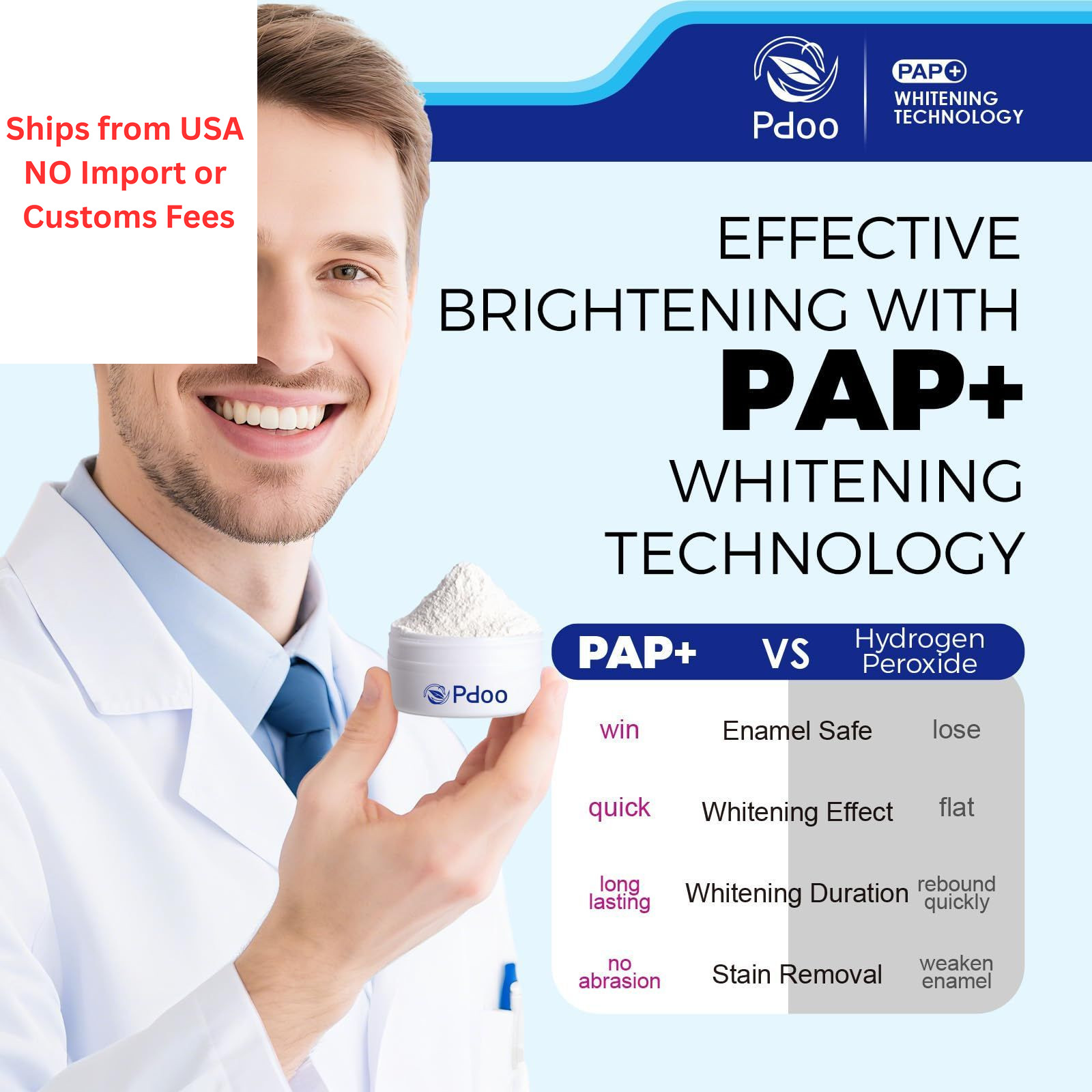 Teeth Whitening Powder 50g with Pap – 1.8 Ounce (Pack of 1), White