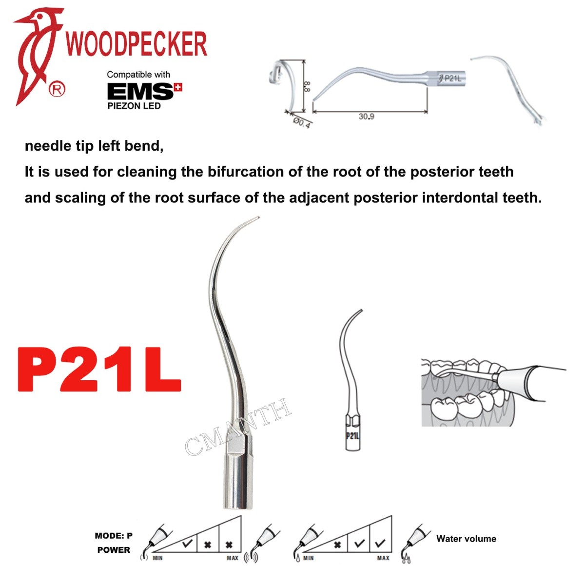 Woodpecker Dental Ultrasonic Scaler Tips P1-P33 Period Tips Fit EMS Scaler