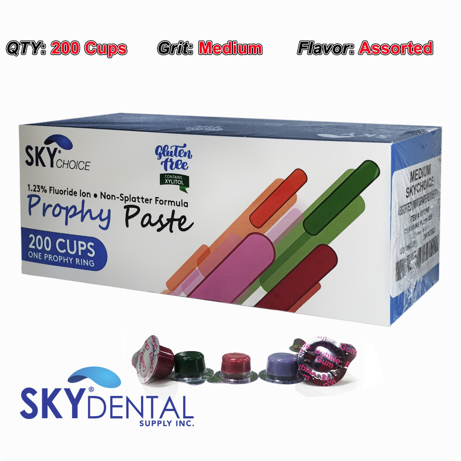 200 Dental Prophy Paste cups Prophylaxis Non splatter formula Medium Assorted
