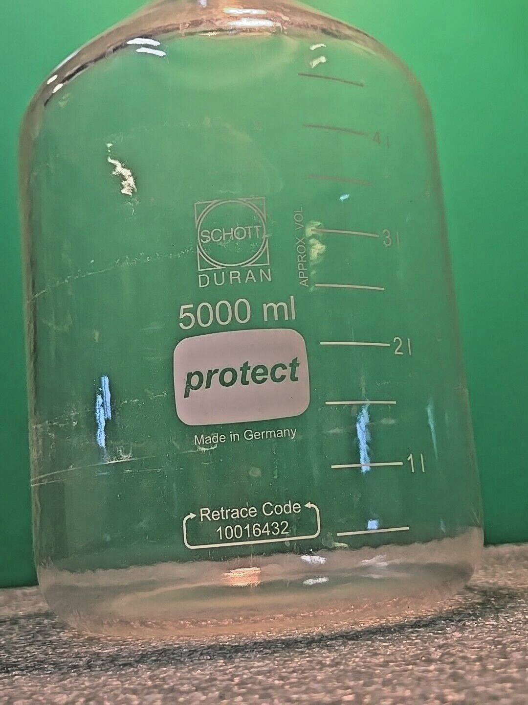 SCHOTT DURAN 5L Safety Plastic Coated 5000 ML Bottle 017280-5000 TRACEABLE