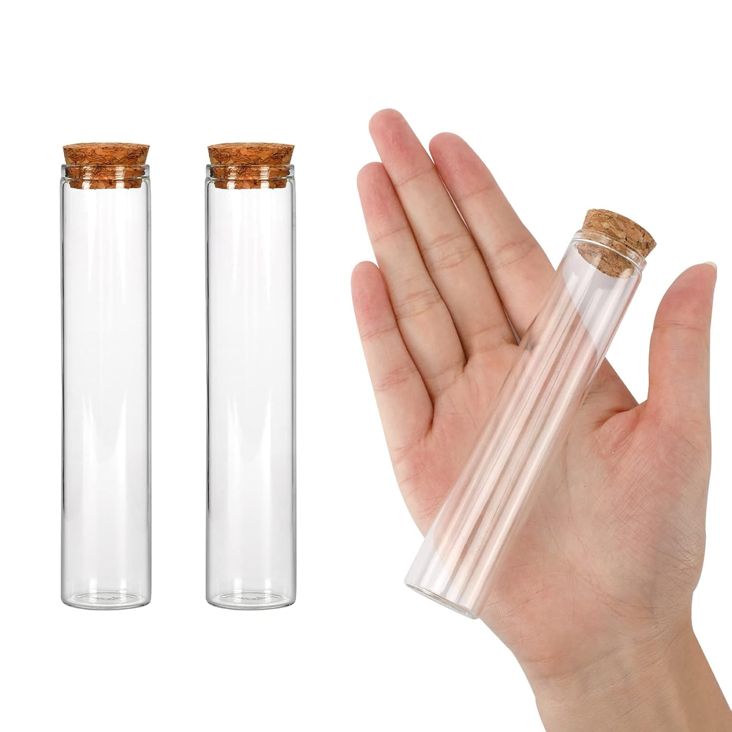 18Pcs Glass Test Tube, 25×120Mm Clear Flat Test Tubes with Cork Stoppers for Pla