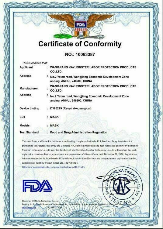 1-200 Blanco KN95 Mascarilla 5 capas Aprobación C.E FFP2 BFE 95% PM 2.5