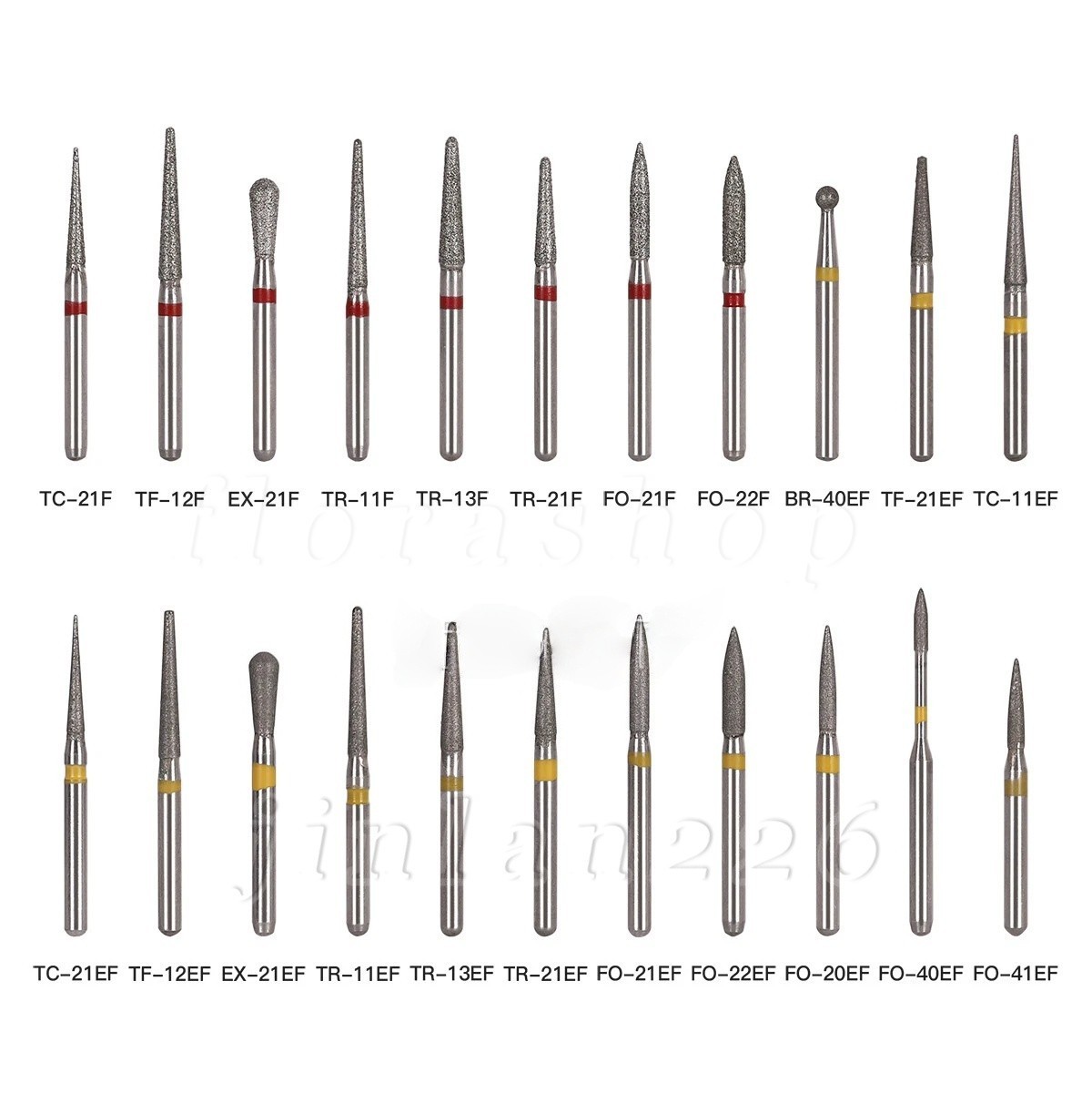 100 Types Dental FG Diamond Burs For High Speed Handpiece Friction Grip 50pcs
