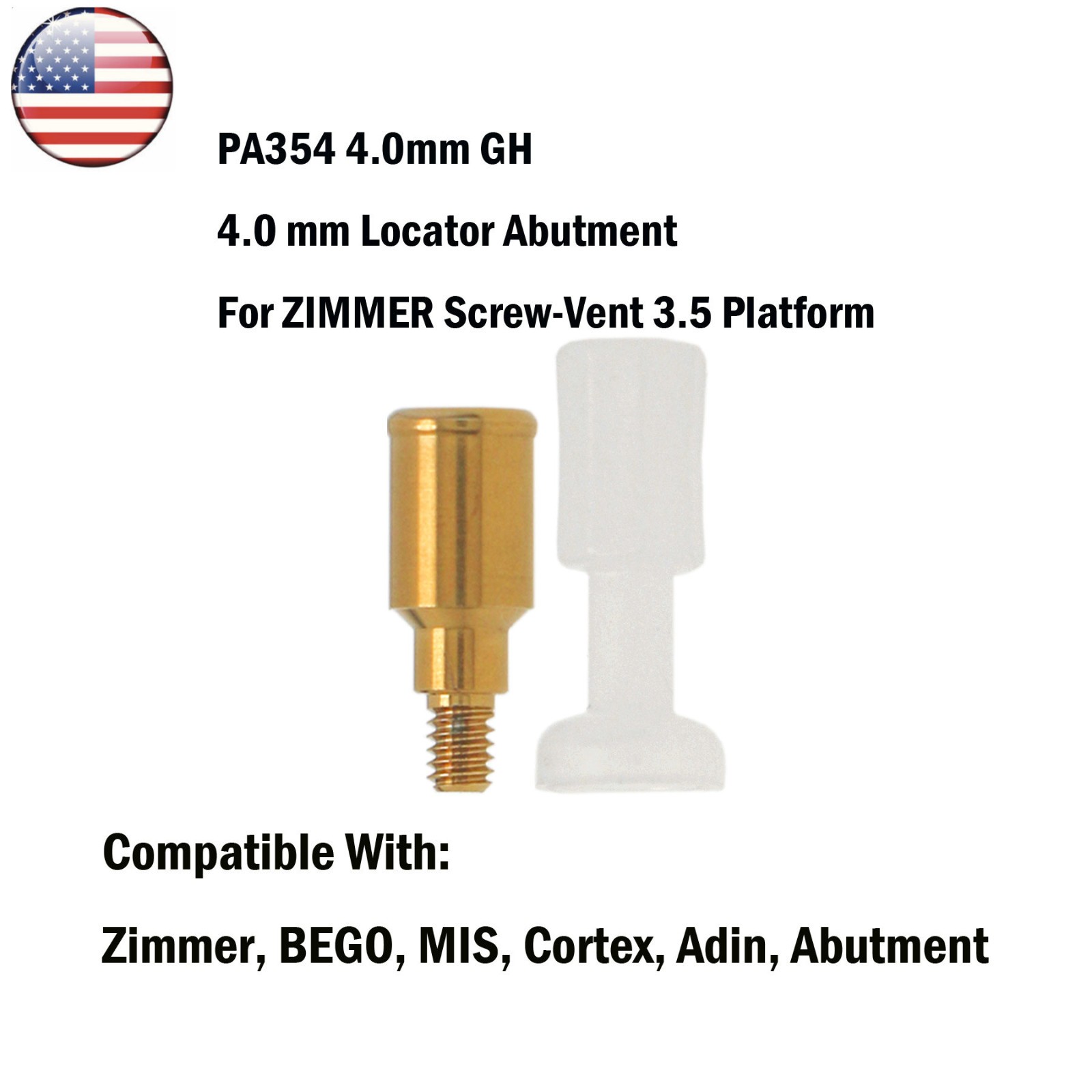 Dental Core Tool Ø3.5mm for BEGO, Zimmer, MIS, Cortex, Adin Attachment Abutments