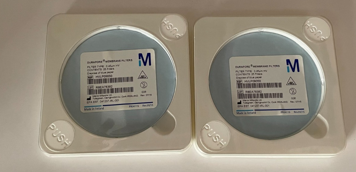 FILTERS, Millipore Durapore PVDF Membrane 0.45µm 90mm, 49ct, HVLP09050, NEW OPEN