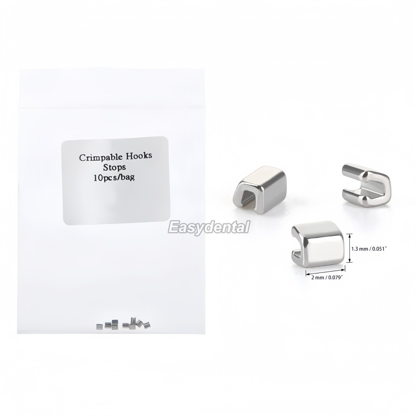 100X Dental Orthodontic Crimpable Hook Sliding Long Curved Short Stop Left/Right