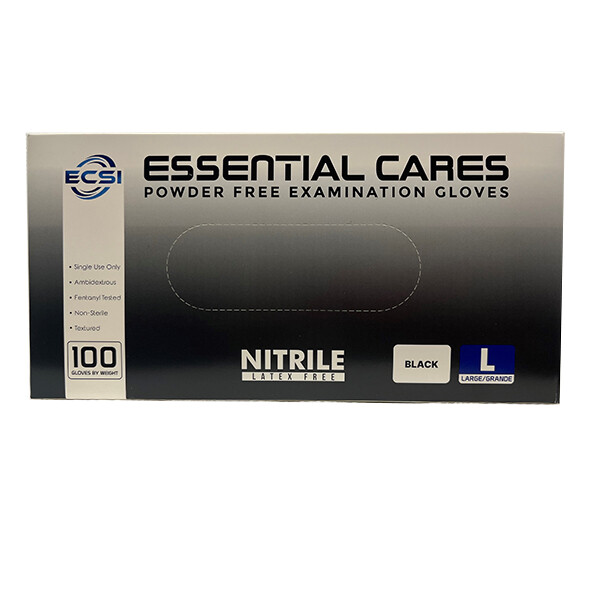 5 Mil Black Nitrile Disposable Exam Gloves Powder free 100pcs/box, ECS