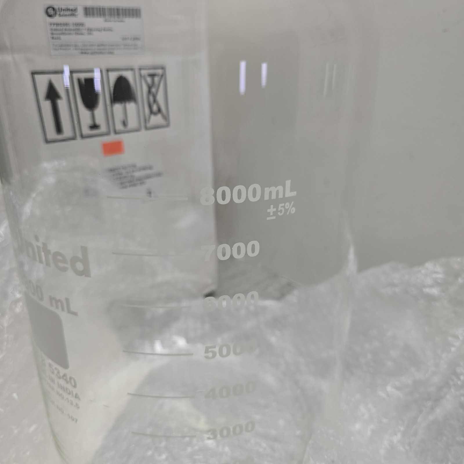 United Scientific Supplies FFB5340-10000 Borosilicate Glass Filtering Bottle 10L