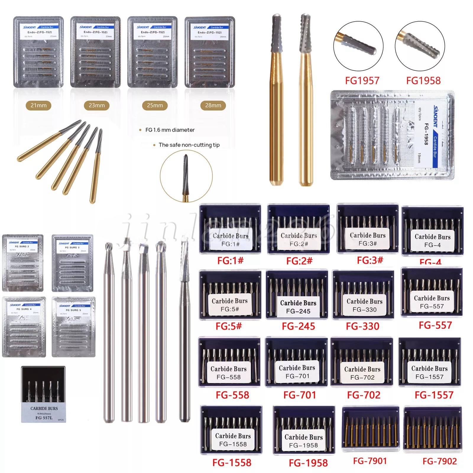 Dental Surgical/ Carbide Burs for High Speed Handpiece Round Cone Bur Diamond FG