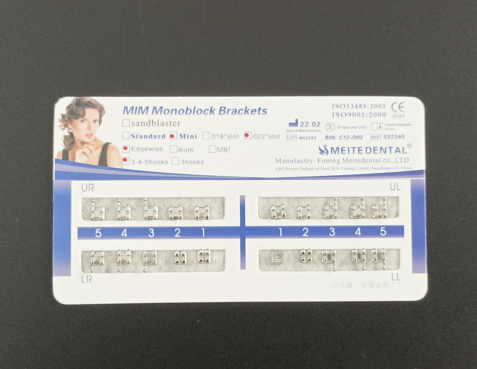 20Sets Dental Orthodontic Brackets MIM Monoblock Mini Edgewise 022 345/no Hooks
