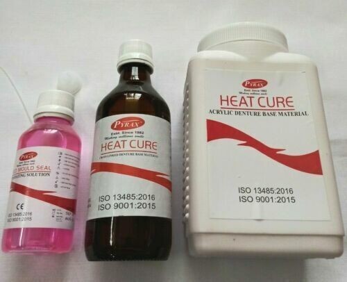 Dental HEAT CURE Acrylic Denture Base Material PYRAX – Various Shades and Packs