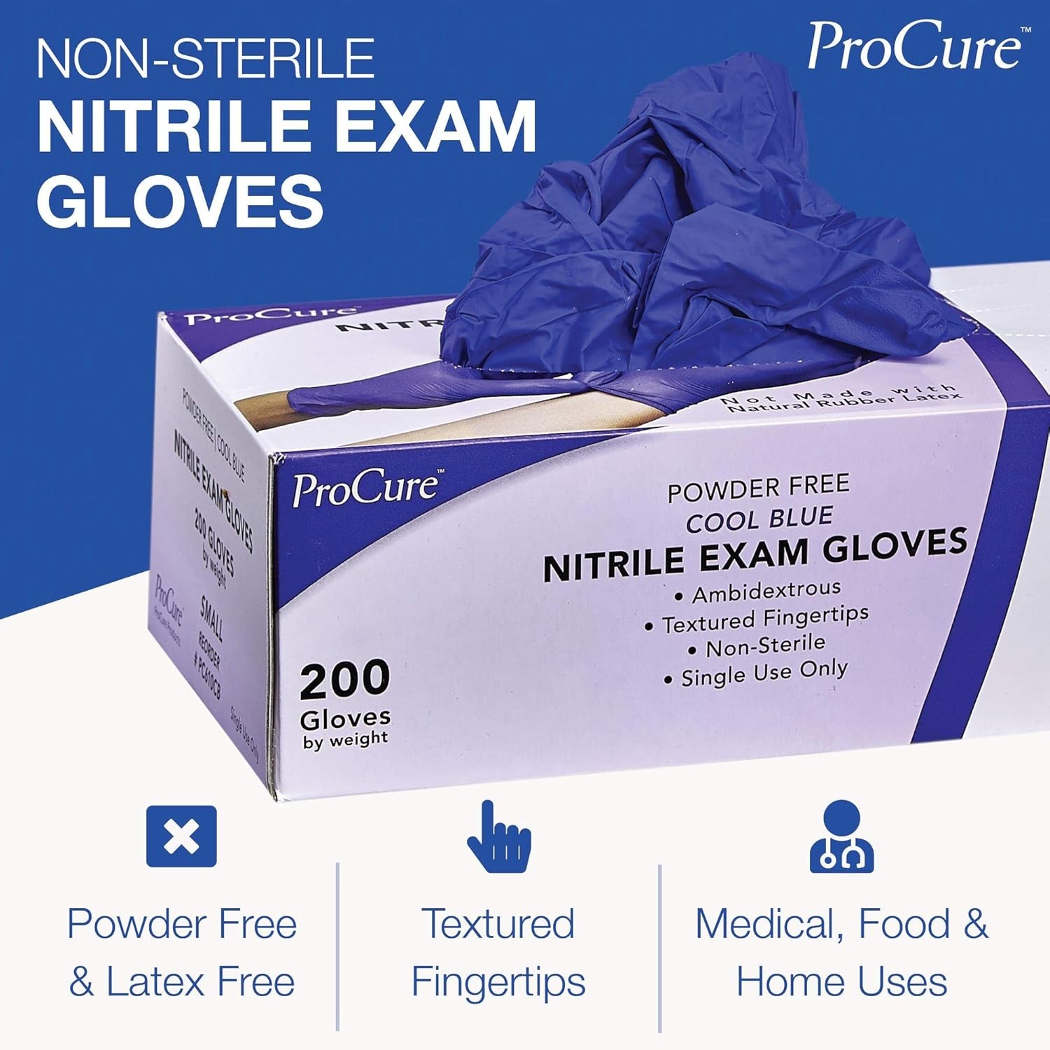 200 Count Nitrile Gloves – Large, Latex Free, Ambidextrous & Powder Free