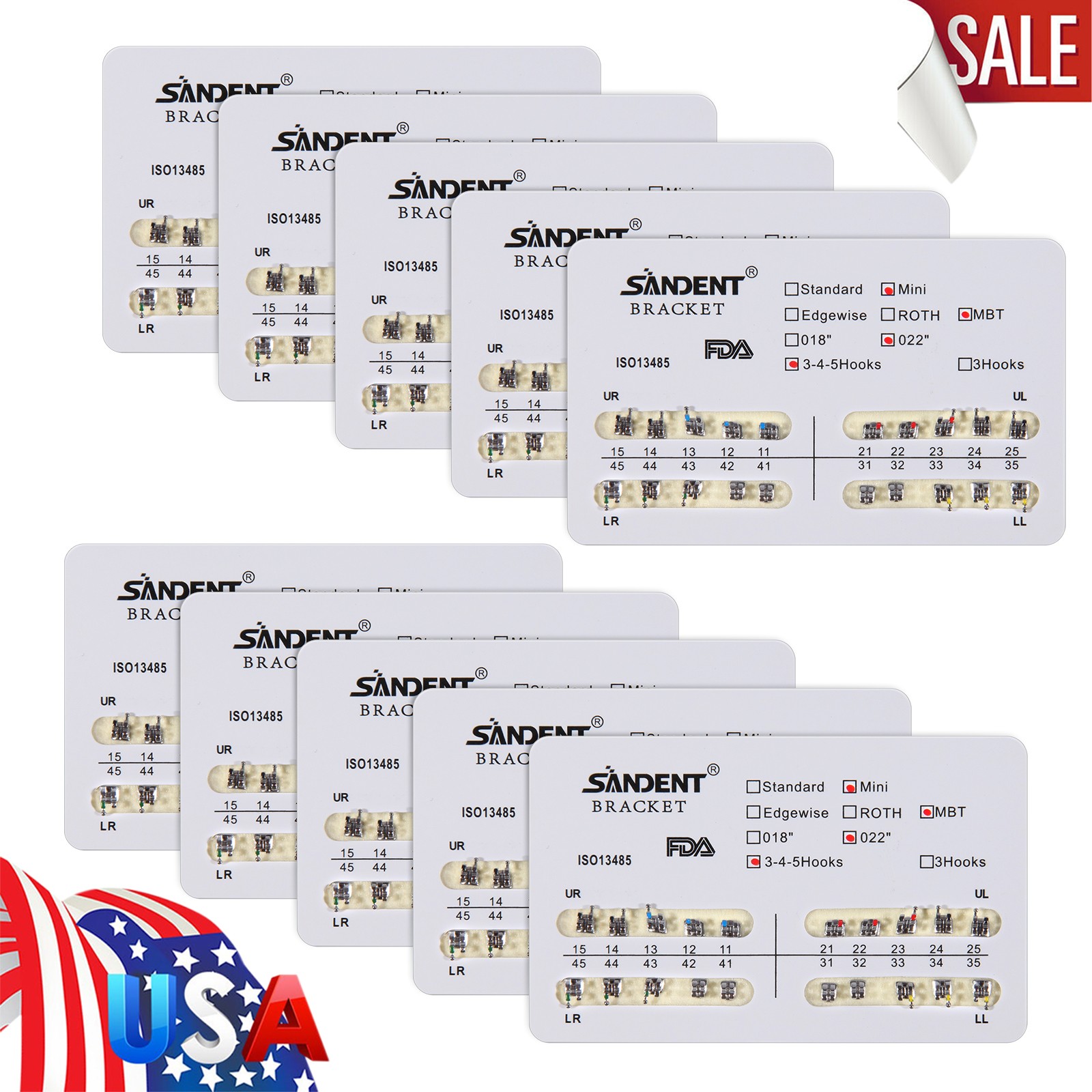 Dental Orthodontics Brackets Brace Mini MBT.022 Hooks 3-4-5 Metal 20pcs/pack