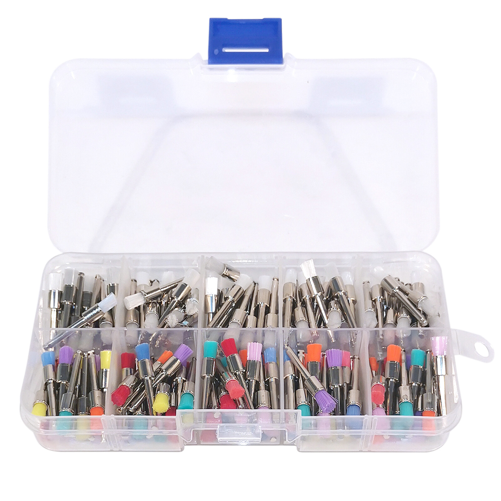 200PC Dental White & Colorful Nylon Latch Flat Polishing Polisher Prophy Brush