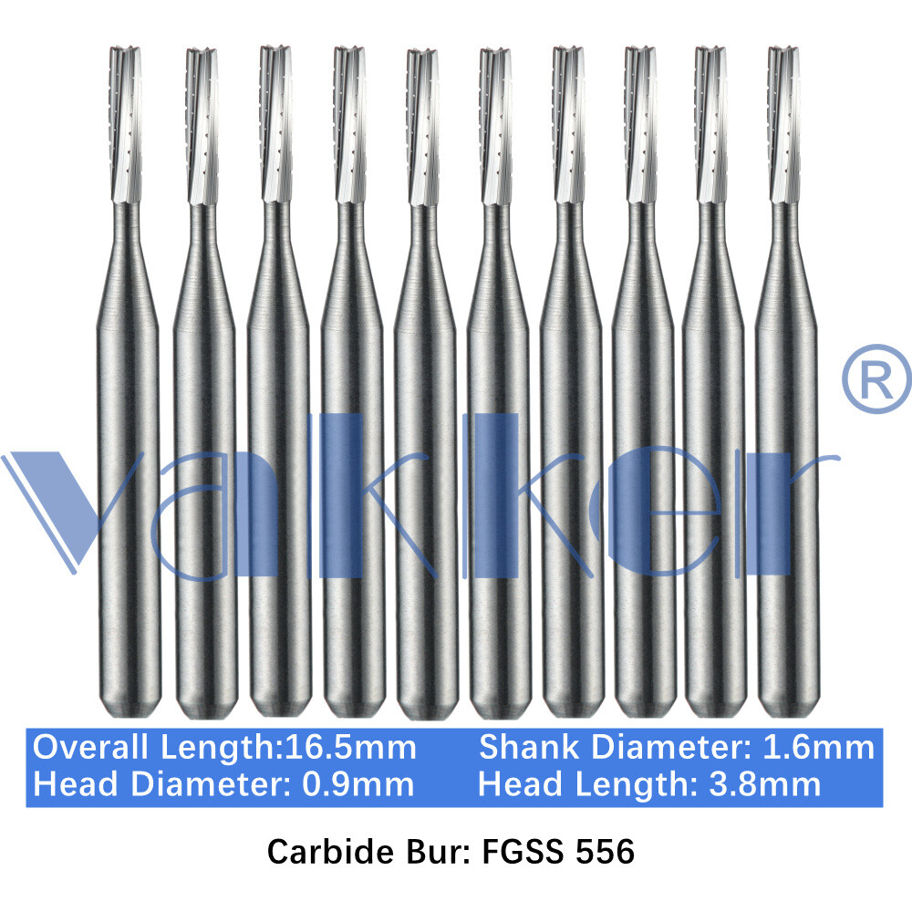 Vakker 10PC Dental Bur Friction Grip Carbide Burs FG SS 2 6 8 Short Shank 16.5mm