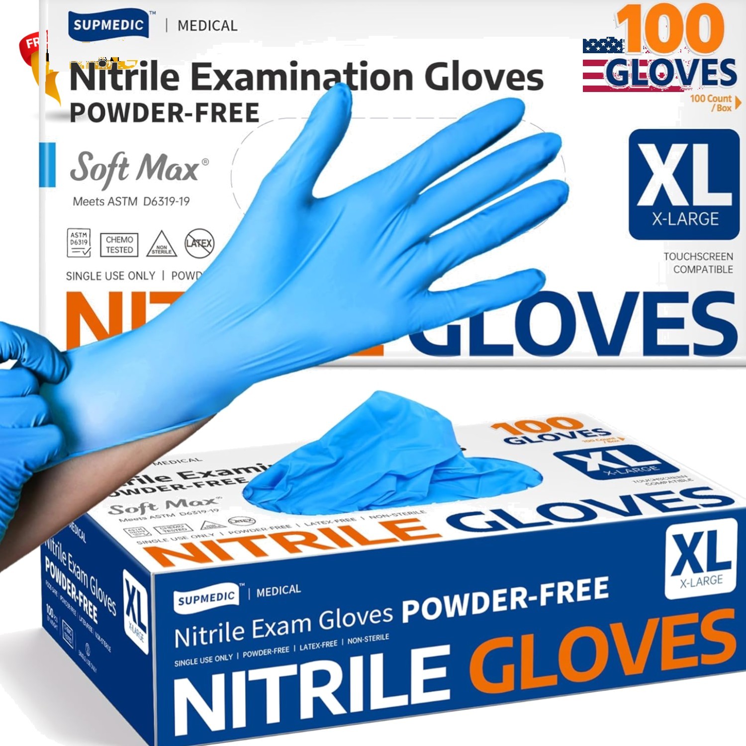 Versatile 100 Count Blue Nitrile Exam Gloves – Waterproof & Cut Resistant