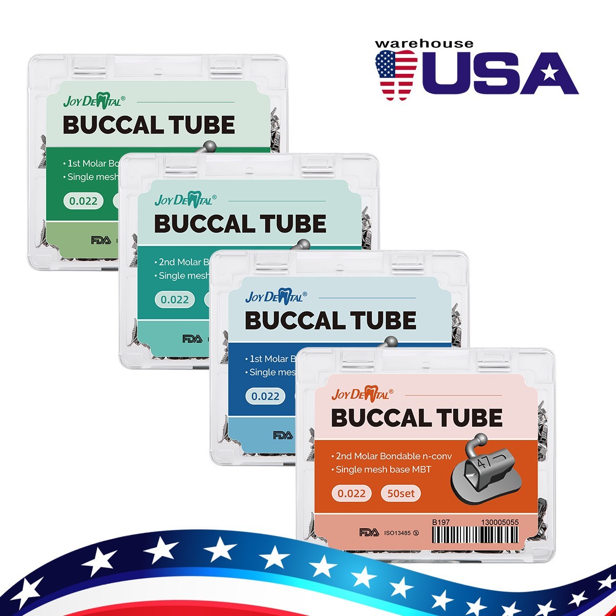 Tubos Bucales adheribles para ortodoncia Dental Roth MBT 022/18 1er Molar AZDENT