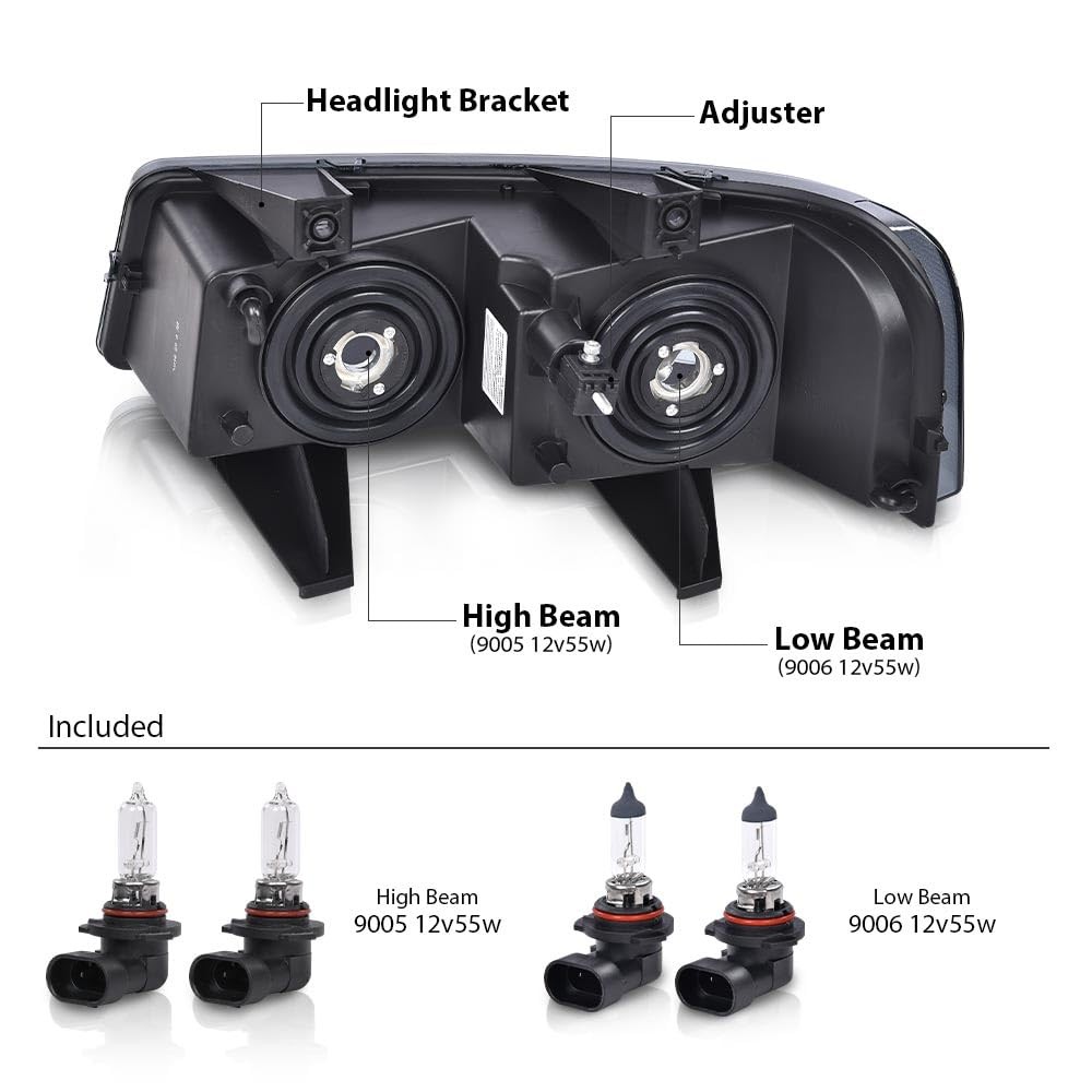 Smoky Chrome Amber Headlights w/Bulbs Chevy Express GMC Savana 1500-3500 03-19