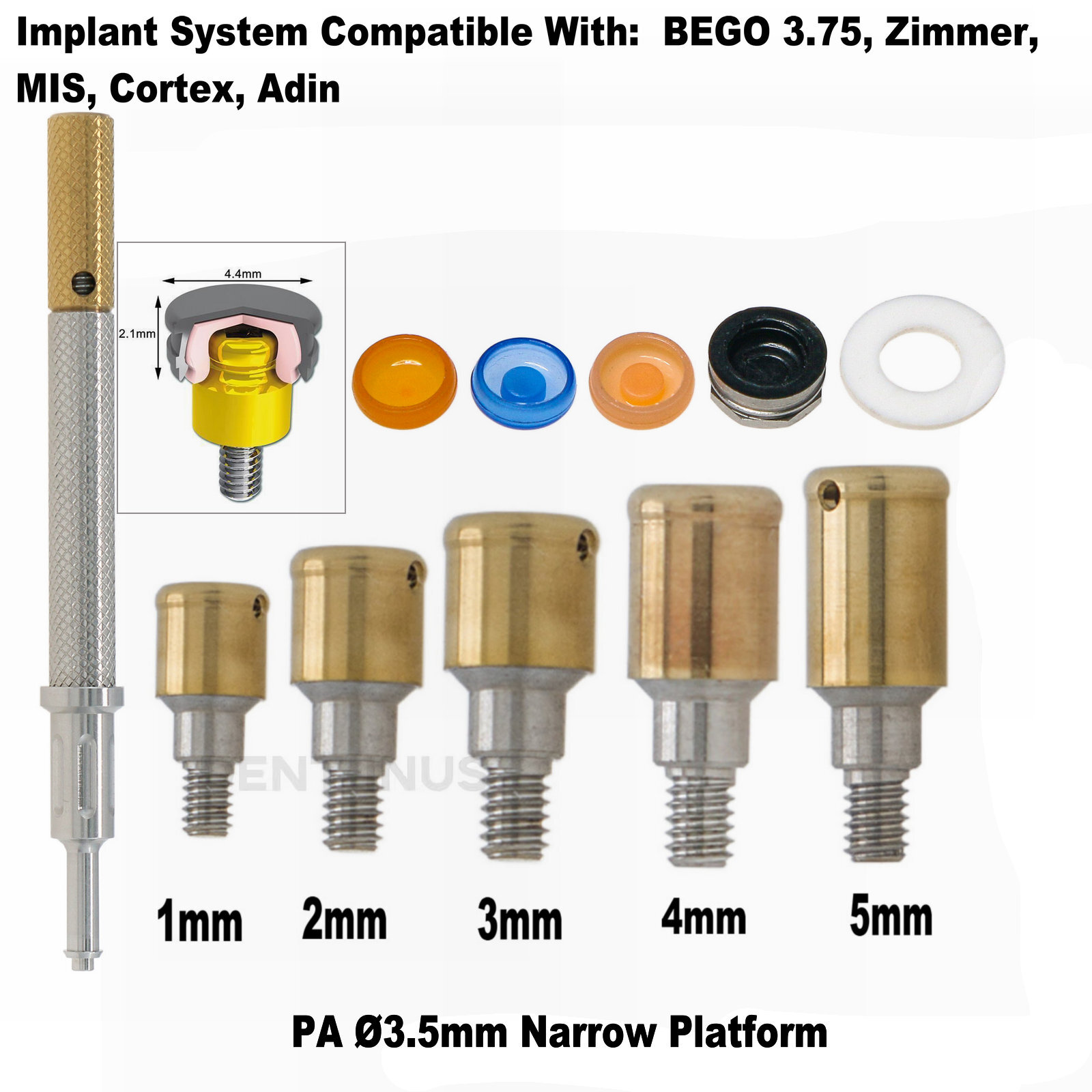 Dental Core Tool Ø3.5mm for BEGO, Zimmer, MIS, Cortex, Adin Attachment Abutments