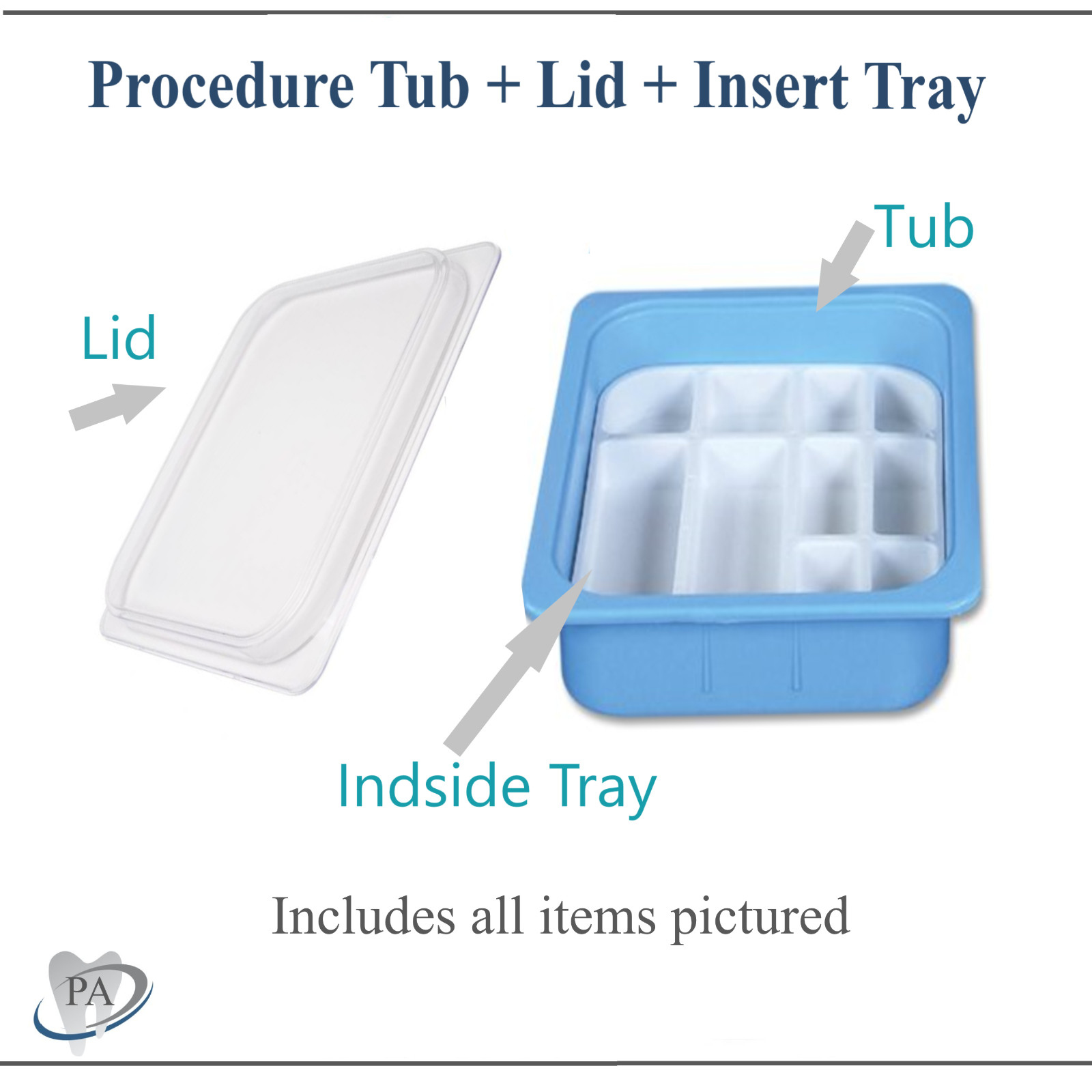 Dental Procedure Tub, Insert Tray Tub Lid Cover, Operation Tubs, 3Pcs Set