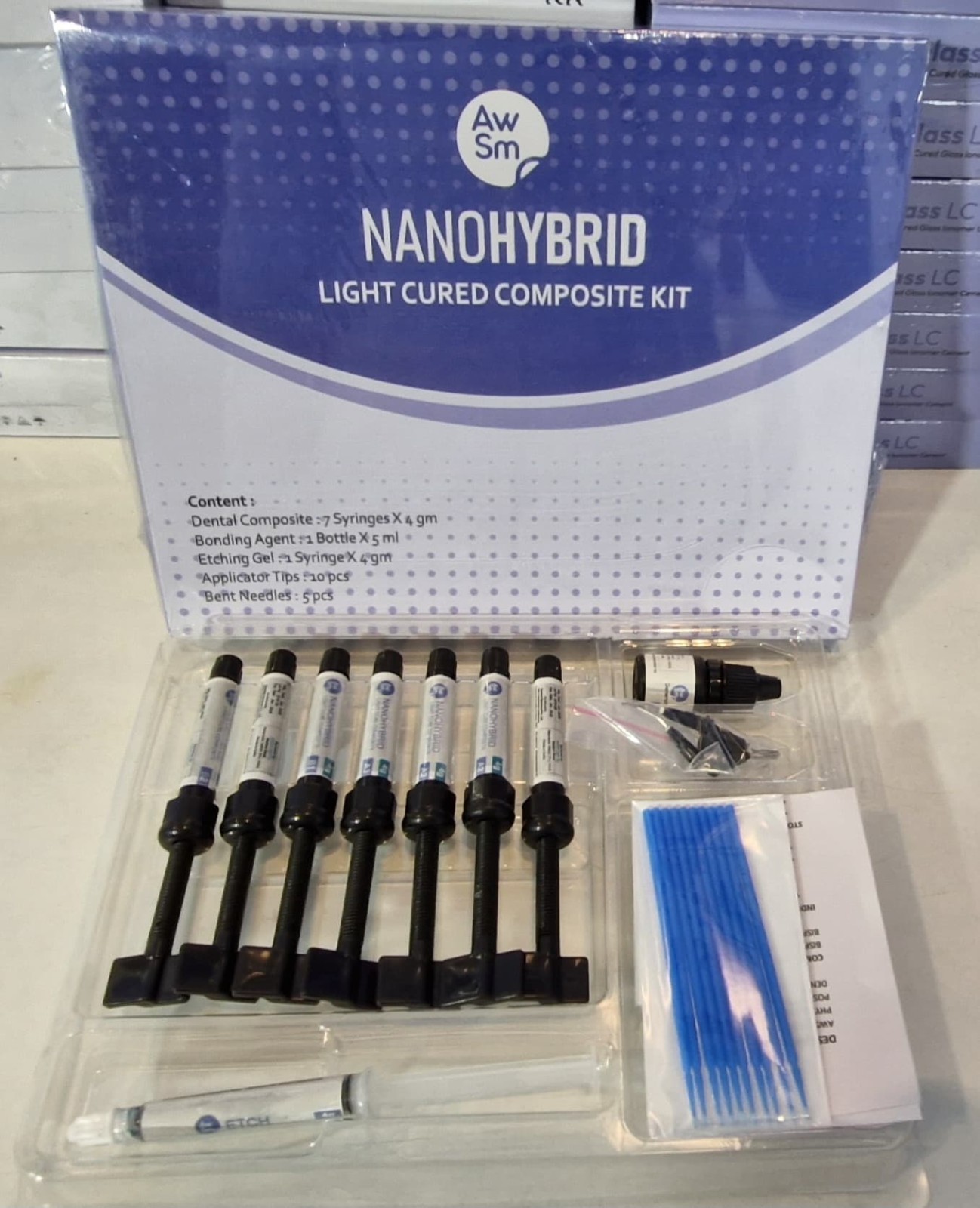 AWSM Nano Hybrid Light Cured Dental Composite Kit ( Free Ship )