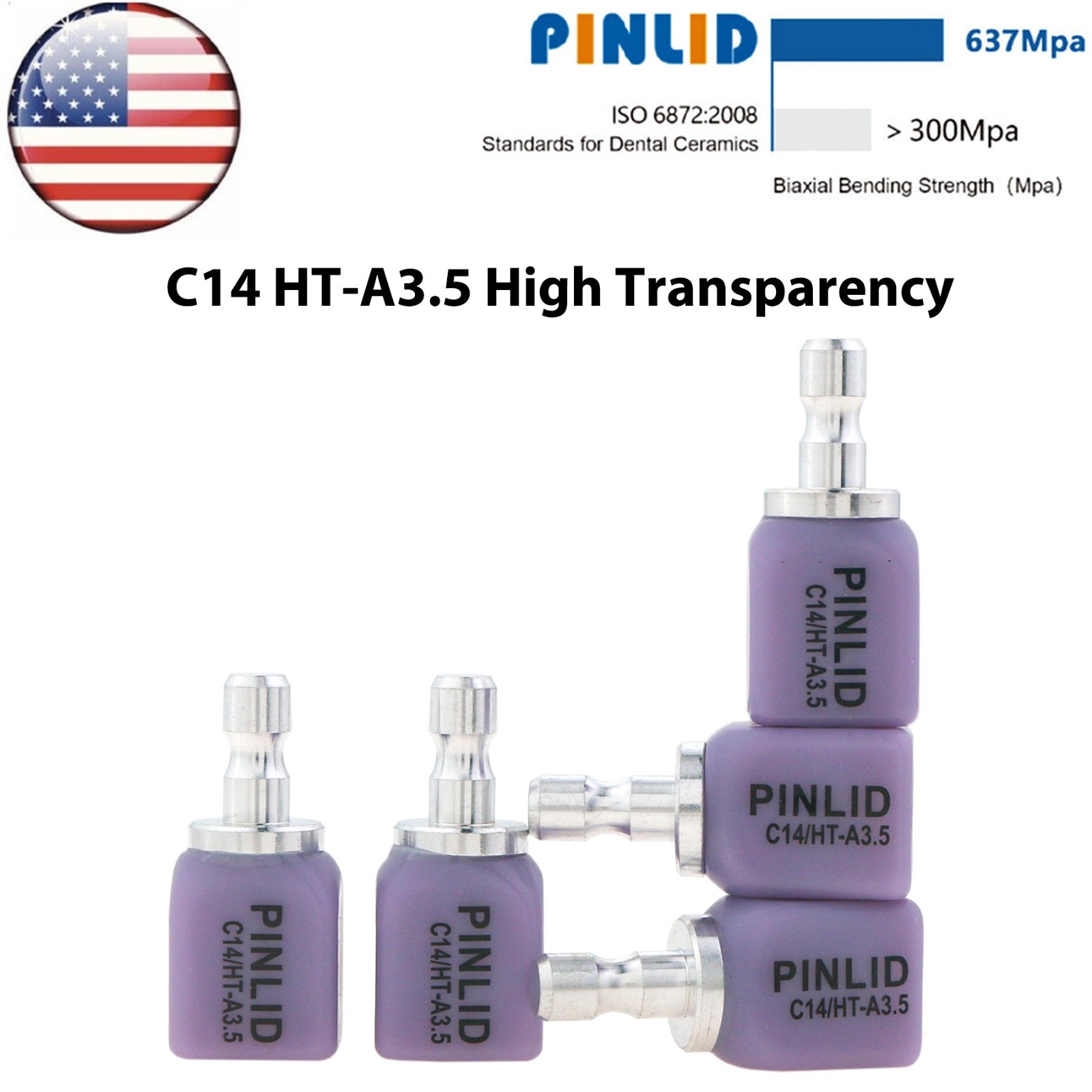 US C14 HT High Transparency Glass Ceramic Block Lithium Disilicate CAD/CAM Cerec