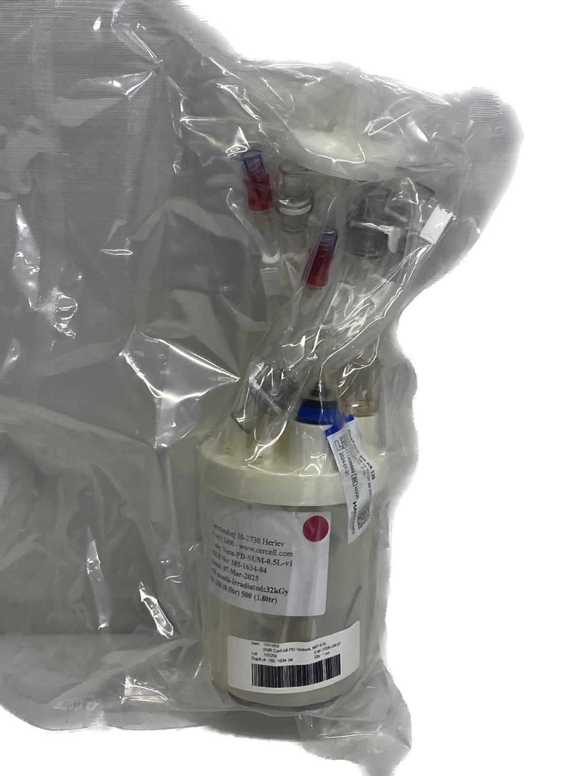 CERCELL Custom Single-Use 500mL CellVessel Bioreactor w/ pH Sensor 185-1634-04