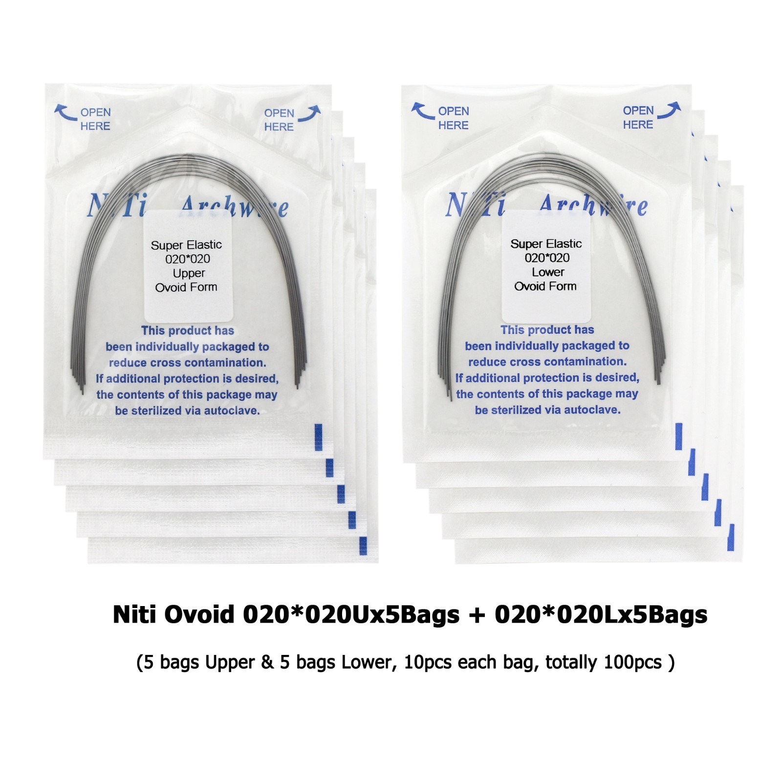 Orthodontic Arch Wire Niti Stainless Steel Round Rectangular Ovoid Natural Form