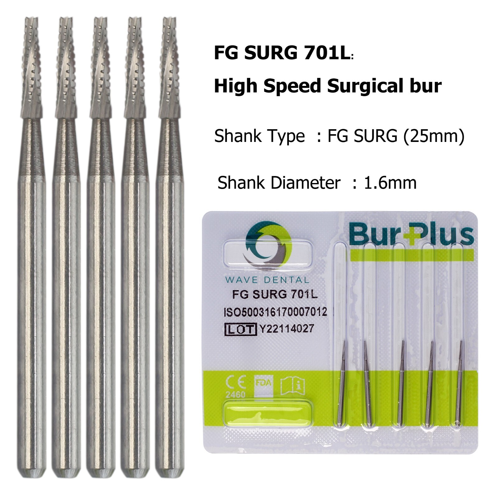 Wave Dental Carbide Surgical Length Long Bur 557 702 701 703 25mm For High Speed