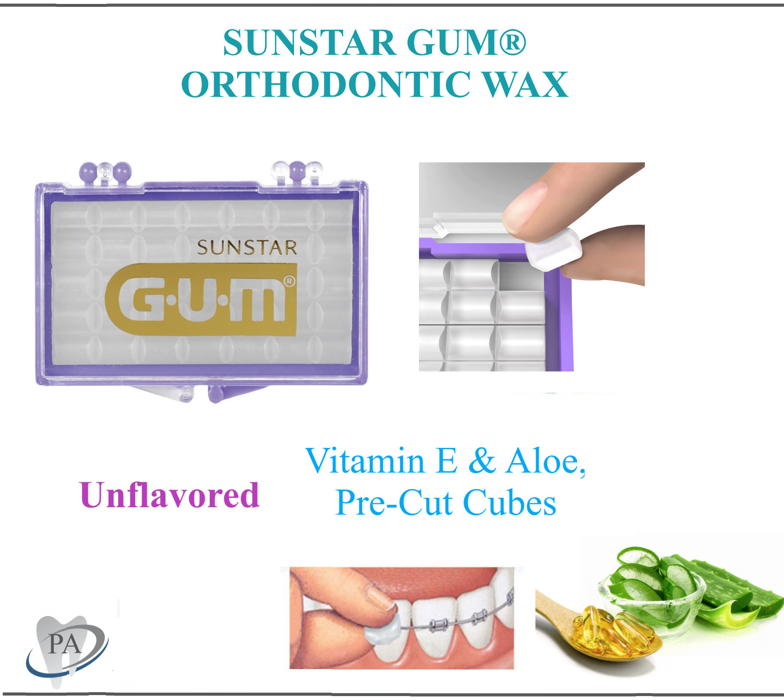 Dental GUM Standard Ortho Kit, Mint, Vitamin E & Aloe, Ortho Relief Wax, 2-12/Bx