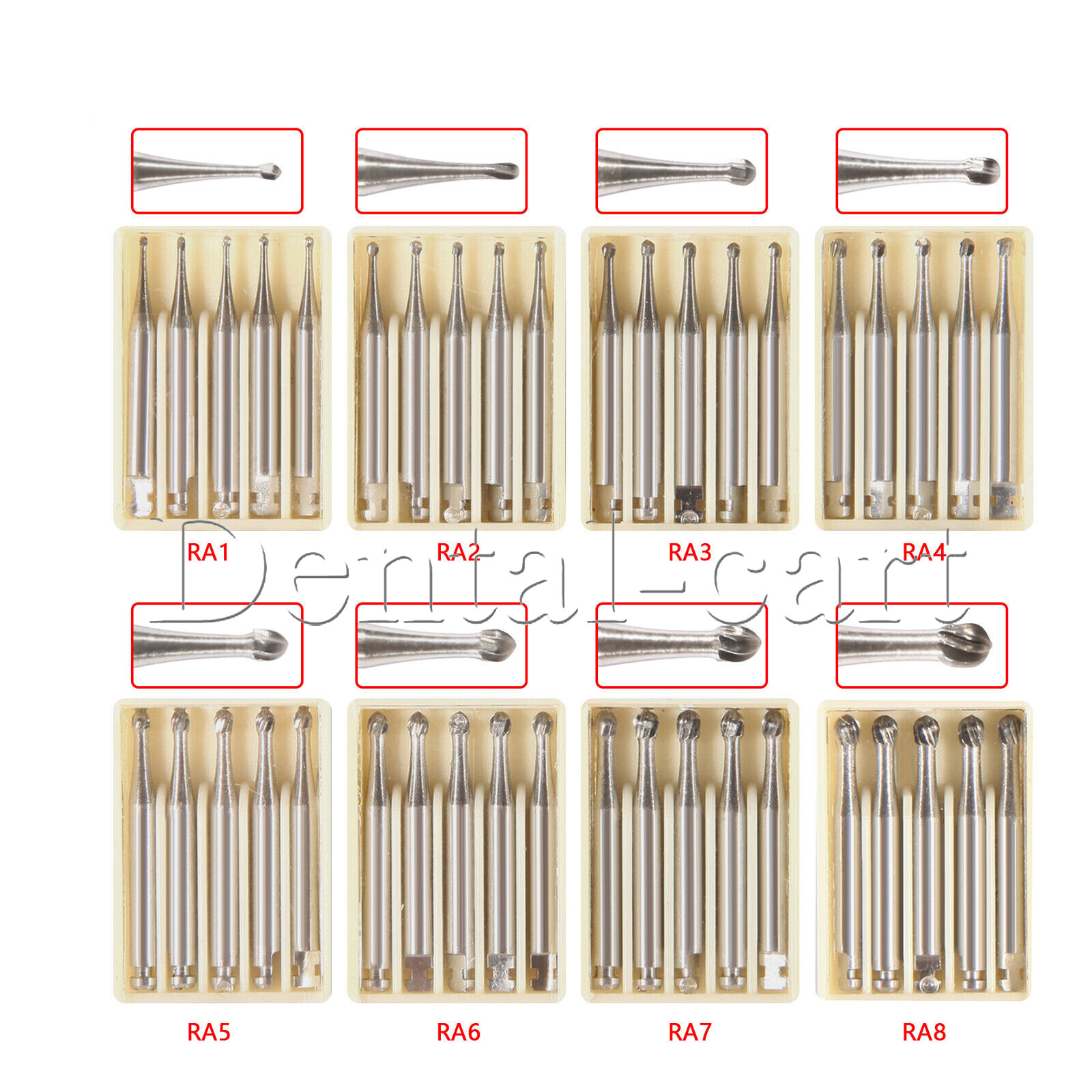 5 Pcs Dental Tungsten Steel Carbide Burs Low Speed Contra Angle Handpiece RA1-8
