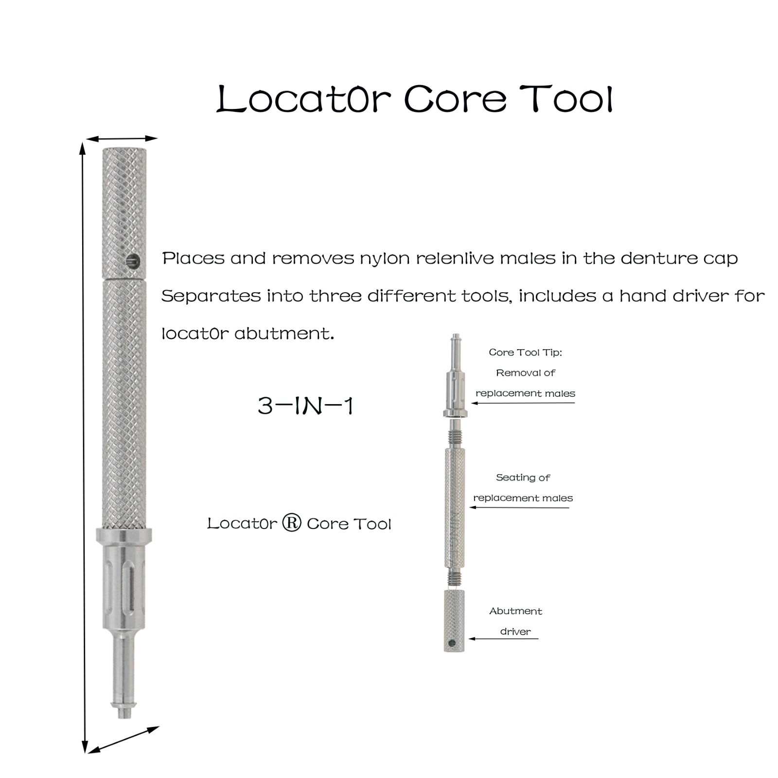 Zimmer TSV 3.5/4.5mm Mis Adin Locator Abutment Male Cap Inserts Tool For 1-5.0mm