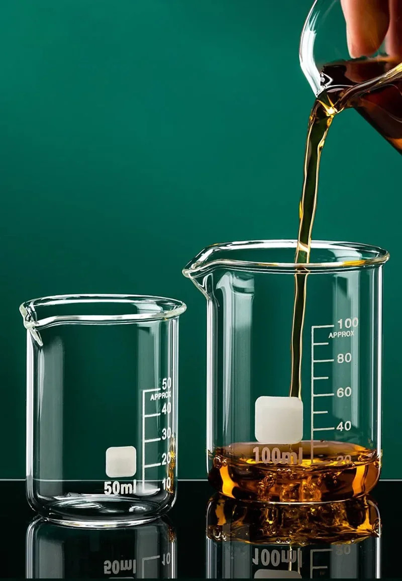 High Borosilicate Glass Measuring Cup – Heat Resistant Lab Beaker 50ml-500ml