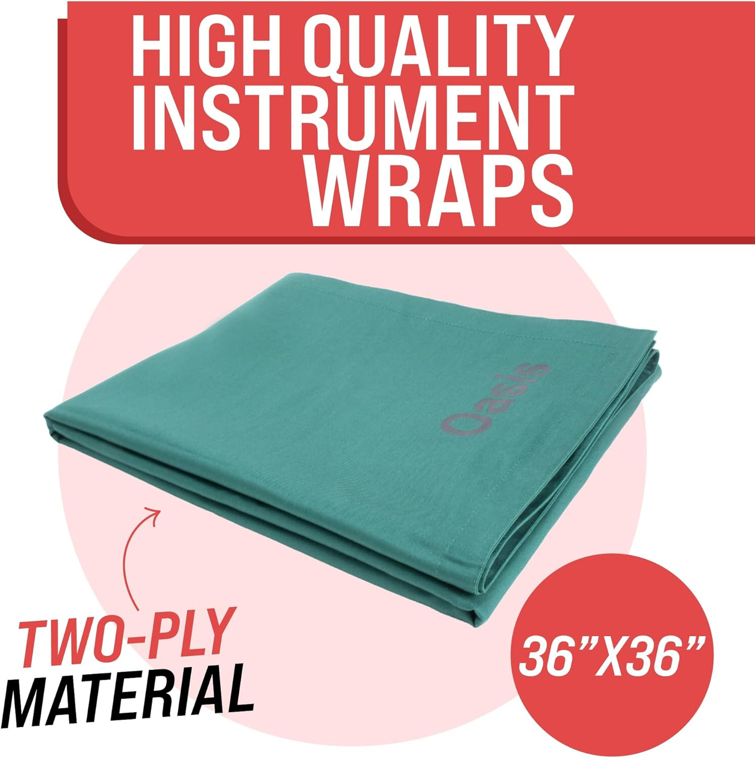 Cloth Instrument Wrap, 36” x 36”, (5 Pack), Two-Ply, Autoclavable Wrap