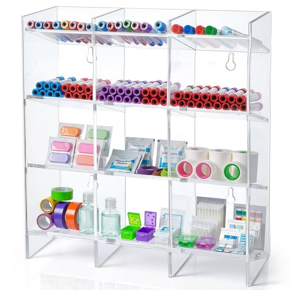 Cinnvoice Large Phlebotomy Organizer 3-Tier Wall or Counter Tube Rack Holder