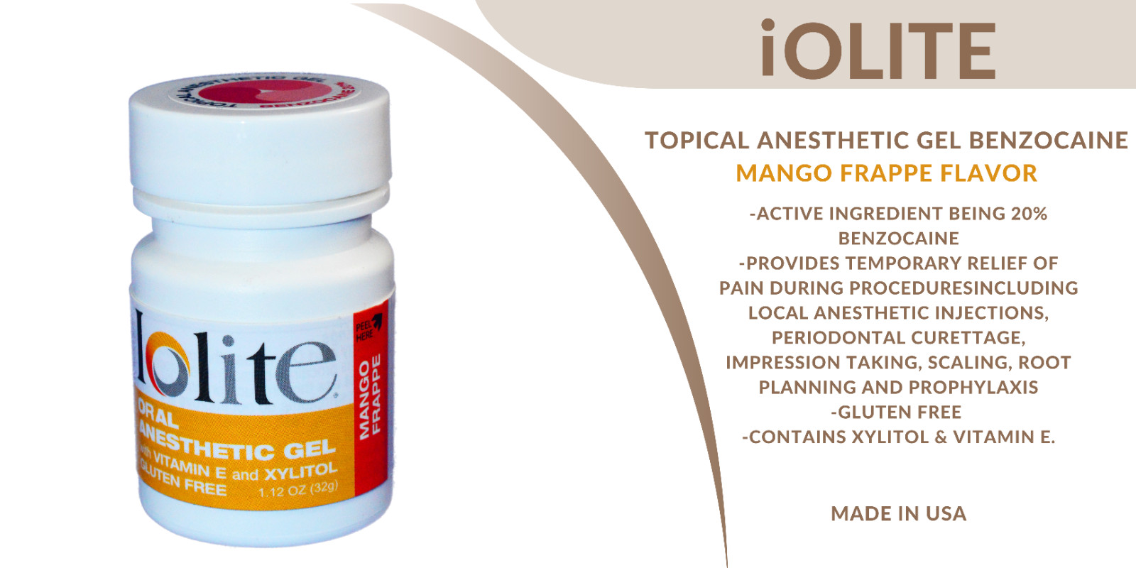 iOLITE Benzocaine 20% Topical Anesthetic Gel ASSORTED FLAVORS!!!-50 Bottles