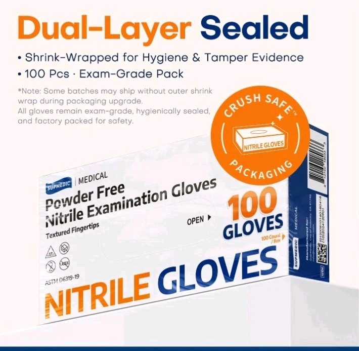 Lot Of 4 Boxes Medical Nitrile Exam Gloves, Latex-Free, Powder-Free, Food Safe