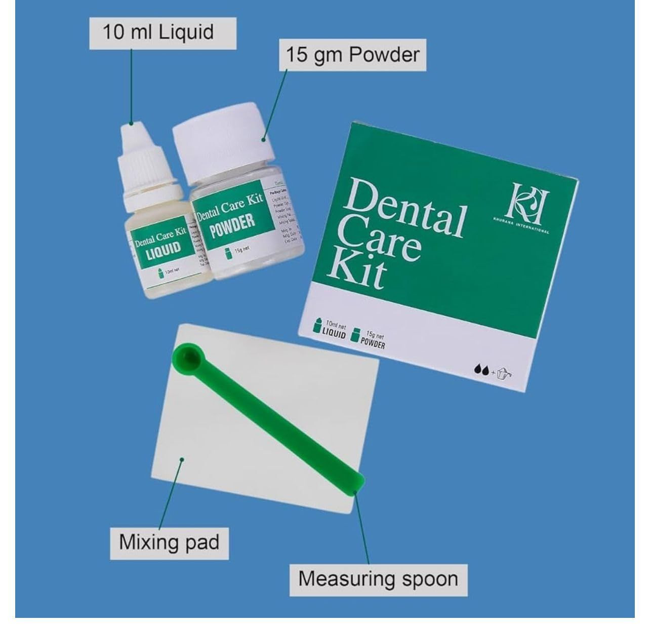 Plasdent Zinc Oxide-Eugenol Dental Cement Kit for Crowns Clear or Transparent