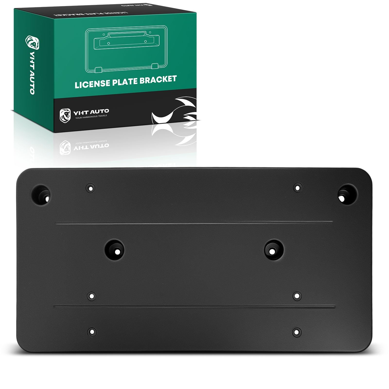 Front Bumper License Plate Bracket No Drill Holder Black Plastic Without Screws