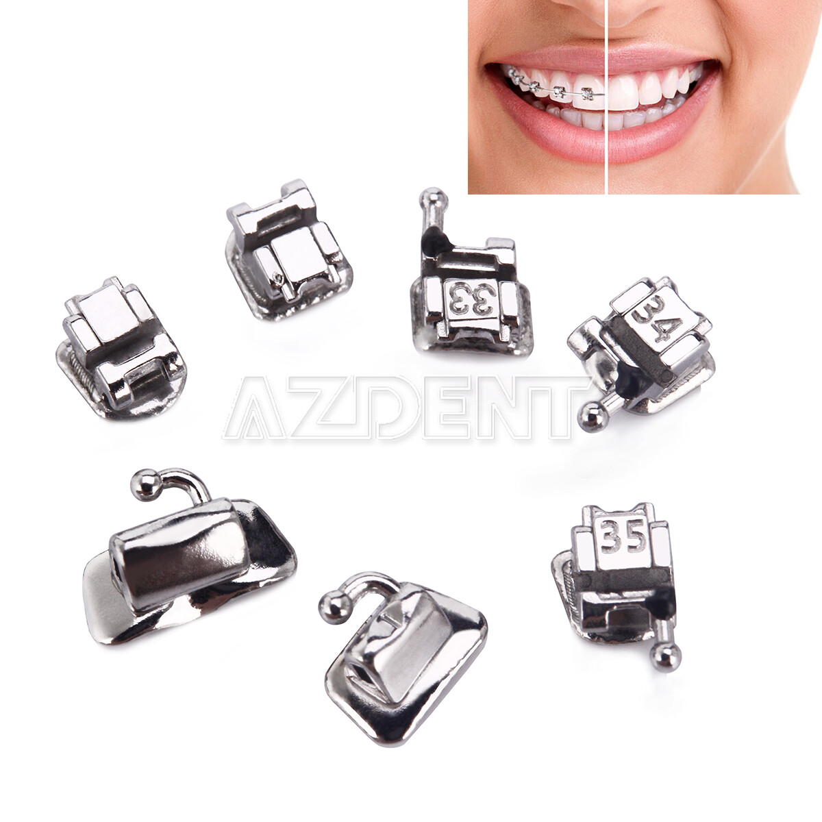 AZDENT Dental Orthodontic Self-Ligating Brackets Braces Roth MBT 022 Hooks 345