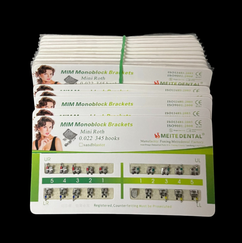 50Sets Dental Orthodontic MIM Monoblock Metal Brackets Mini Roth 022 345 hooks